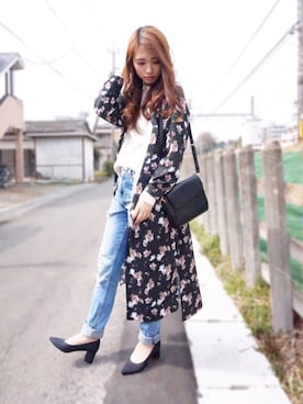 「JEANASIS（ジーナシス）のアイテム（シャツワンピース）」を使った、nyaobuさん（レディース・164cm）の春コーディネート