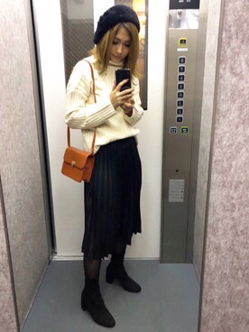 「14+（イチヨンプラス）のアイテム（ハンチング/ベレー帽）」を使った、nyaobuさん（レディース・164cm）の冬コーディネート