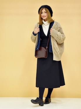 「NANO universe（ナノユニバース）のアイテム（ワンピース/ドレス）」を使った、nyaobuさん（レディース・164cm）の冬コーディネート