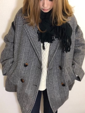 nyaobuさんの「LAMBS WOOL アラン編みクルーネックプルオーバー_#」を使ったコーディネート