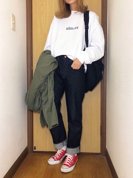 「アイテム（モッズコート）」を使った、nyaobuさん（レディース・164cm）の冬コーディネート