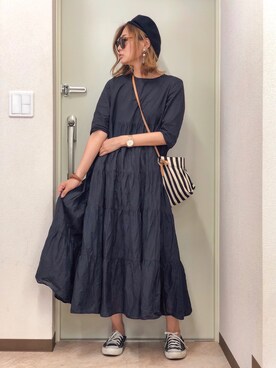 「14+（イチヨンプラス）のアイテム（ハンチング/ベレー帽）」を使った、nyaobuさん（レディース・164cm）の春コーディネート