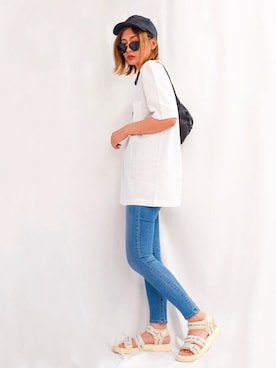 「HELLY HANSEN（ヘリーハンセン）のアイテム」を使った、nyaobuさん（レディース・164cm）の夏コーディネート