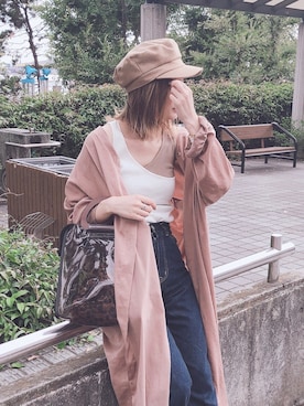「秋のカフェオレコーデ」｜「アイテム（シャツワンピース）」を使った、nyaobuさん（レディース・164cm）の秋コーディネート