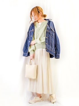 「OZOC（オゾック）のアイテム（スカート）」を使った、nyaobuさん（レディース・164cm）の春コーディネート