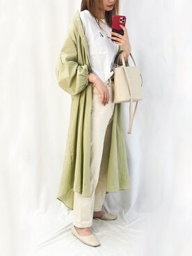 「ピスタチオ」｜「アイテム（シャツワンピース）」を使った、nyaobuさん（レディース・164cm）の春コーディネート