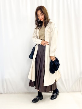 「レザースカート」｜「アイテム（シャツワンピース）」を使った、nyaobuさん（レディース・164cm）の秋コーディネート