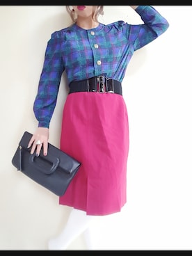 「個性的 古着」｜「アイテム（スカート）」を使った、littletown//CHIKAさん（レディース・158cm）の春コーディネート