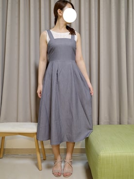 「OLIVE des OLIVE（オリーブデオリーブ）の【WEB限定】バックリボンジャンスカ（ジャンパースカート、ベージュ系）」を使った、Yuthikaさん（レディース・163cm）の夏コーディネート