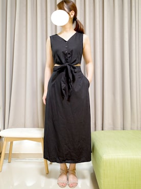 「no brand（ノーブランド）のアイテム（ワンピース/ドレス、ブラック系）」を使った、Yuthikaさん（レディース・163cm）の夏コーディネート
