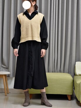 「mayonezのアイテム（ワンピース/ドレス、ブラック系）」を使った、Yuthikaさん（レディース・163cm）の冬コーディネート