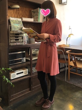 「no brand（ノーブランド）のアイテム（ワンピース/ドレス、レッド系）」を使った、Yuthikaさん（レディース・163cm）の冬コーディネート