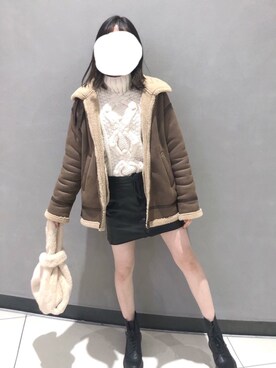 「RAY CASSIN（レイカズン）のアイテム（ムートンコート）」を使った、a y a k aさん（レディース・156cm）の冬コーディネート