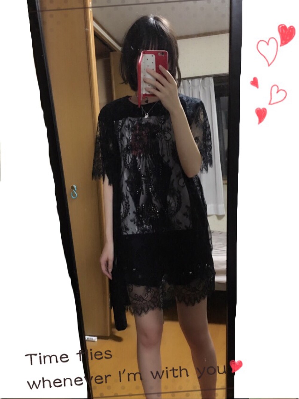「RNA、FOREVER 21、jouetie、LiSA、モノトーン、レース」｜「jouetieのレース BIG T（トップス、ブラック系）」を使った、MiSAKiさん（レディース・160cm）の夏コーディネートの1枚目の写真
