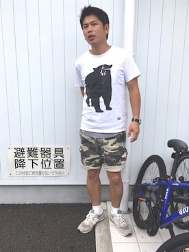 「SHIPS JET BLUE（シップスジェットブルー）のアイテム（カーゴパンツ）」を使った、だか村さん（メンズ・169cm）の夏コーディネート