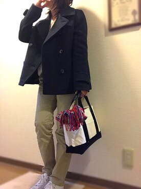「LEPSIM（レプシィム）のアイテム（ピーコート）」を使った、ias_on_10さん（レディース・157cm）の冬コーディネート