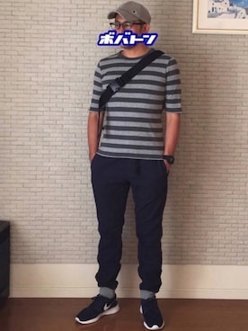 「アイテム（ボディバッグ/ウエストポーチ、イエロー系）」を使った、Kさんさん（メンズ・173cm）の秋コーディネート