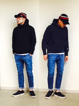「CHUMS（チャムス）のアイテム（ニットキャップ/ビーニー）」を使った、Kさんさん（メンズ・173cm）の春コーディネート