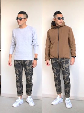 「無地党」｜「アイテム（マウンテンパーカー）」を使った、Kさんさん（メンズ・173cm）の秋コーディネート