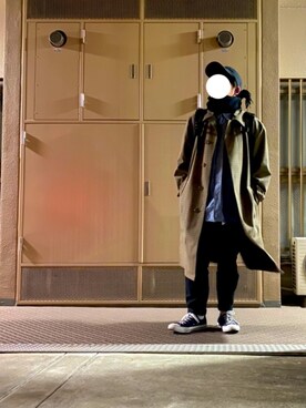 「アイテム（ステンカラーコート）」を使った、tinyさん（メンズ・158cm・20代）の冬コーディネート