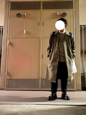 「アイテム（ステンカラーコート）」を使った、tinyさん（メンズ・158cm・20代）の冬コーディネート