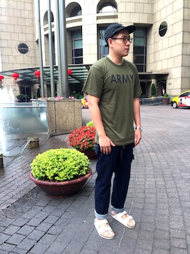 「HEAD PORTER（ヘッドポーター）のアイテム（その他）」を使った、魏弘平さん（メンズ・183cm）の冬コーディネート
