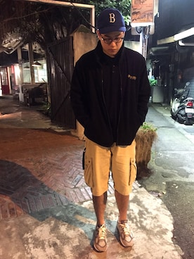 「PORTER（ポーター）のアイテム（その他）」を使った、魏弘平さん（メンズ・183cm）の春コーディネート