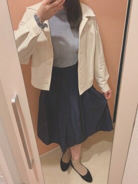 「袖フリル」｜「アイテム（ジャケット/アウター）」を使った、ASU🌸さん（レディース・165cm）の春コーディネート