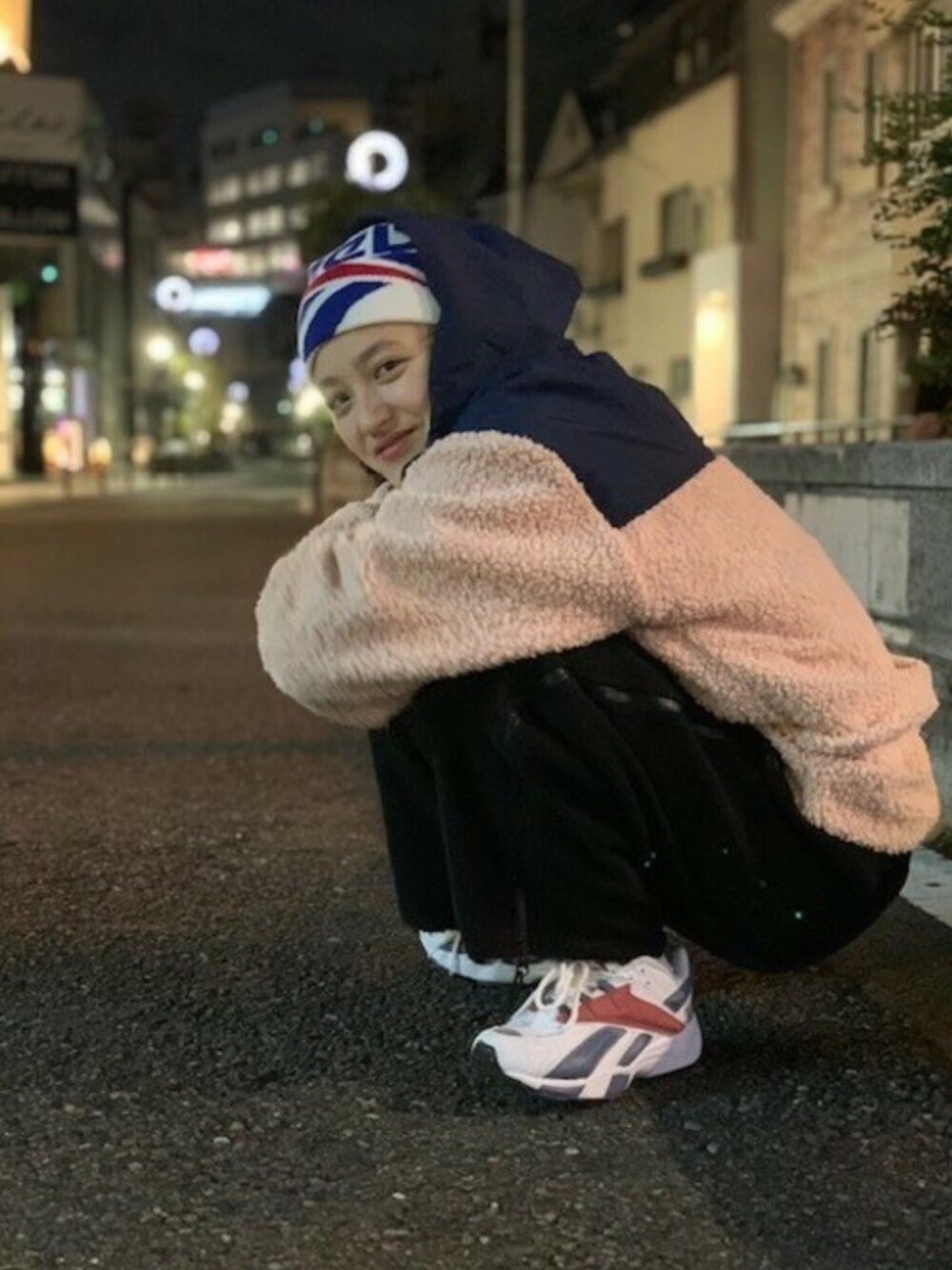 「reebok、原宿、ボアジャケット、Reebok(Reebok)、リーボッククラシック、Reebokclassic、リーボッククラシックストア原宿、rhvector、rhtaki、rhintvl」｜「Reebokのインターバル / INTV 96 Shoes（シューズ、ピンク系）」を使った、リーボックさん（レディース・153cm）の冬コーディネートの1枚目の写真