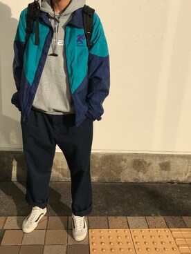 「RED KAP（レッドキャップ）のアイテム（スラックス）」を使った、Kyoさん（メンズ・177cm）の秋コーディネート
