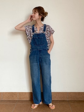 「Simplicite（サンプリシテ）のアイテム（オールインワン・サロペット）」を使った、Kanakoさん（レディース・163cm）の春コーディネート