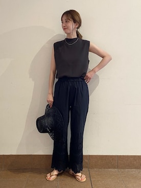 「Simplicite（サンプリシテ）のアイテム（帽子）」を使った、Kanakoさん（レディース・163cm）の夏コーディネート