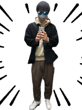 「SHAREEF（シャリーフ）のアイテム（スラックス）」を使った、これしきさん（メンズ・177cm）の秋コーディネート