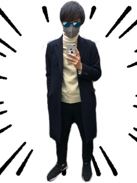 「TAKEO KIKUCHI（タケオキクチ）のアイテム（チェスターコート）」を使った、これしきさん（メンズ・177cm）の冬コーディネート