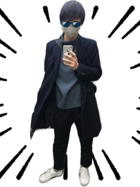 「TAKEO KIKUCHI（タケオキクチ）のアイテム（チェスターコート）」を使った、これしきさん（メンズ・177cm）の冬コーディネート