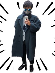 極美品 ラッドミュージシャン シャギーコート モヘア ノーカラー オーバーサイズ LAD MUSICIAN（ラッドミュージシャン）の「モヘアダブルジャガード
