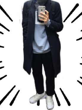 「TAKEO KIKUCHI（タケオキクチ）のアイテム（チェスターコート）」を使った、これしきさん（メンズ・177cm）の春コーディネート