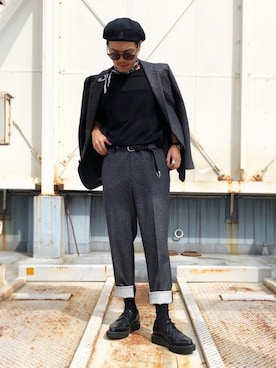 「TAKEO KIKUCHI（タケオキクチ）のアイテム（スラックス）」を使った、koudainstaさん（メンズ・167cm）の秋コーディネート