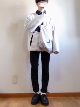 「GU（ジーユー）の（GU）スキニーフィットジーンズ（MEN ⁄ ジーンズ）」を使った、ゆうさん（メンズ・165cm）の冬コーディネート