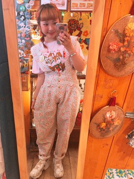 「ファンシー」｜「アイテム（オールインワン・サロペット）」を使った、♡URARA♡さん（レディース・160cm）の夏コーディネート
