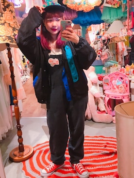 「80s」｜「アイテム（オールインワン・サロペット）」を使った、♡URARA♡さん（レディース・160cm）の秋コーディネート