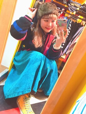 「80s」｜「アイテム（ブルゾン）」を使った、♡URARA♡さん（レディース・160cm）の冬コーディネート