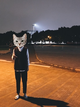 「PUMA（プーマ）のアイテム（ビーチサンダル）」を使った、失聪爸爸さん（レディース・160cm）の秋コーディネート