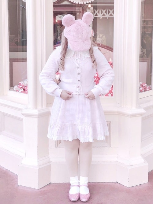 ミルフィーユクローゼット　ラビットファー　コート　バックリボン　ビジューボタン mille fille closet by LODISPOTTO（ミルフィーユクローゼット