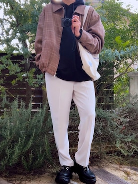 「Champion（チャンピオン）のアイテム（トートバッグ）」を使った、赤瀬さん（メンズ・173cm）の冬コーディネート