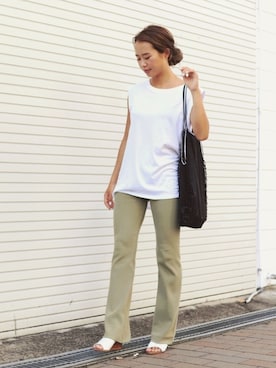 「RED CHOP WORKS（レッドチョップワークス）のアイテム（パンツ）」を使った、CANALJEAN   ZOZOSHOPさん（レディース・158cm）の夏コーディネート