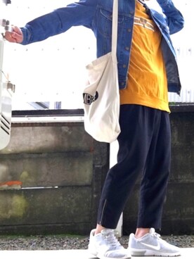 「雨」｜「アイテム（デニムジャケット）」を使った、ぽんさん（メンズ・165cm）の秋コーディネート