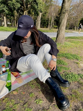 「アイテム（スウェットパンツ）」を使った、Yuna.Uさん（レディース・161cm・20代）の春コーディネート