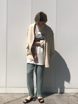 「CAPRICIEUX LE'MAGE（カプリシューレマージュ）のアイテム（ノーカラージャケット）」を使った、ｙｕｚｕｋｉさん（レディース・163cm）の春コーディネート