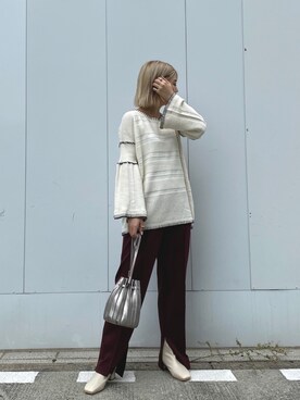 「CAPRICIEUX LE'MAGE（カプリシューレマージュ）のピンタックカットパンツ（その他パンツ）」を使った、ｙｕｚｕｋｉさん（レディース・163cm）の秋コーディネート